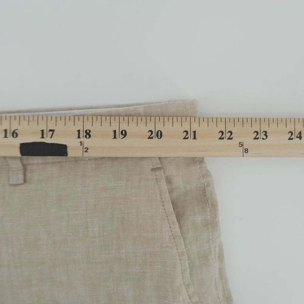 Jos A Bank Pants Mens 42L Beige 100% Linen 1905 Custom Made Flat Front Trousers